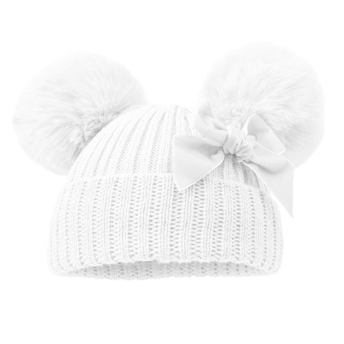 MIA BELLA WHITE DOUBLE POM POM HAT