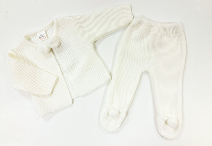 MIA BELLA White Knit  PomPom 2 Piece Set