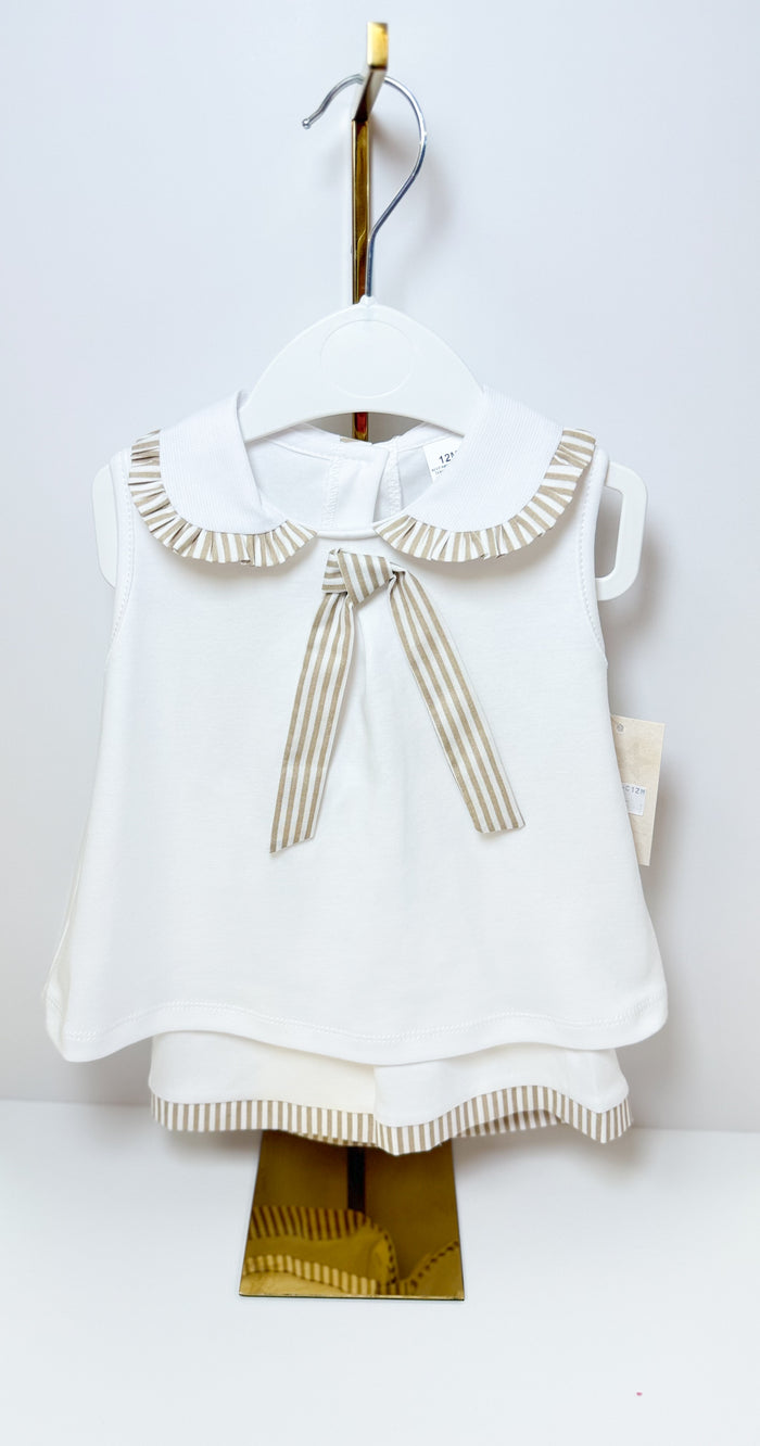MIA BELLA White/Camel Girls Shorts Set