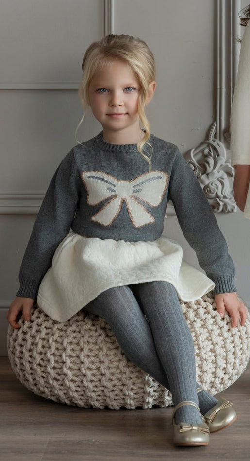 Miranda Cream/Grey Jumper Skirt Set