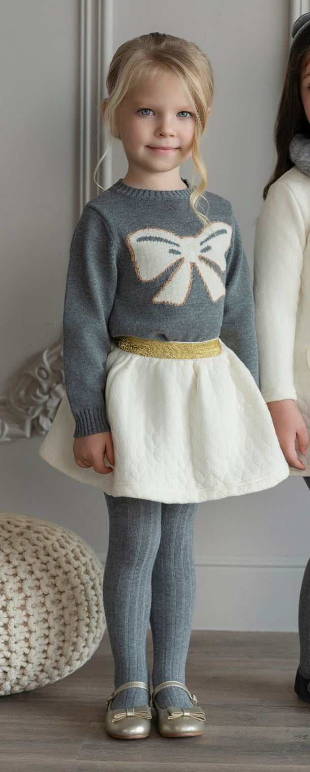 Miranda Cream/Grey Jumper Skirt Set