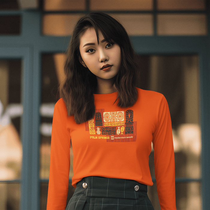 Modernism Week Tiki Unisex Long Sleeve (Orange) - Destination PSP