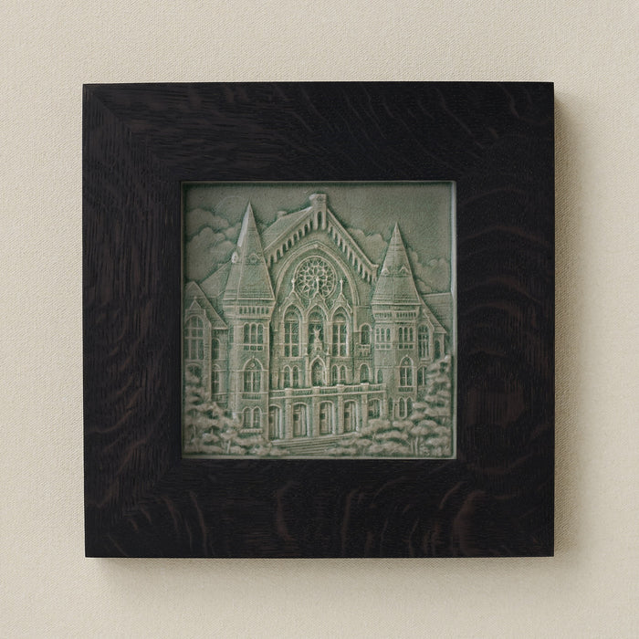 Rookwood Music Hall City Scene art tile in a black ebony wood frame
