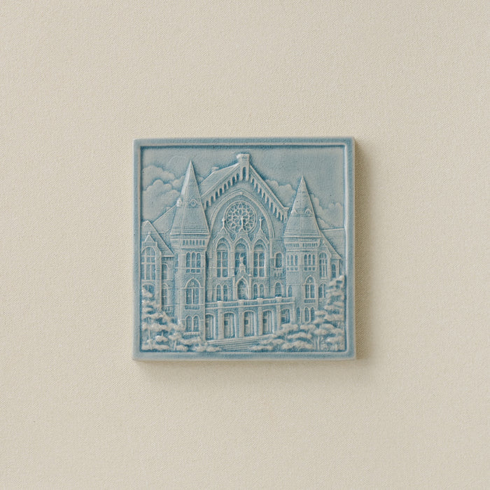 Blue Rookwood City Scene art tile featuring Music Hall in Cincinnati, unframed