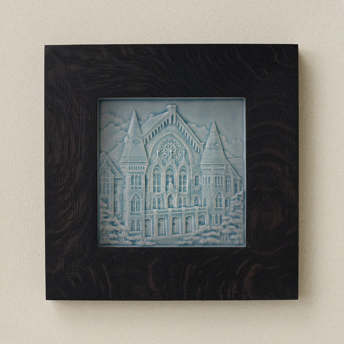 Rookwood Music Hall City Scene art tile in a black ebony wood frame