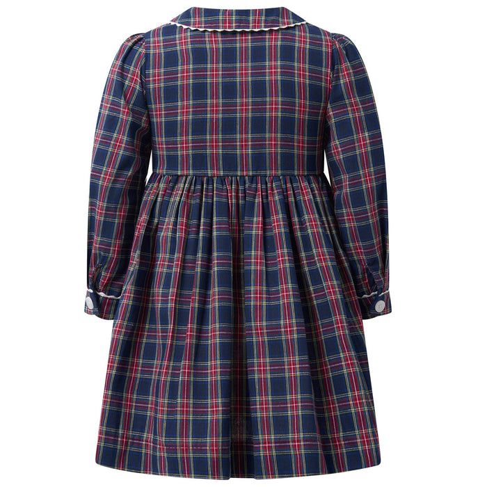Navy Tartan Button-Front Dress - The Well Appointed House