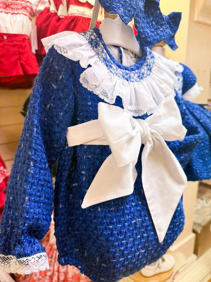 Naxos Cobalt  LUXE Royal Blue Hand Smocked Romper