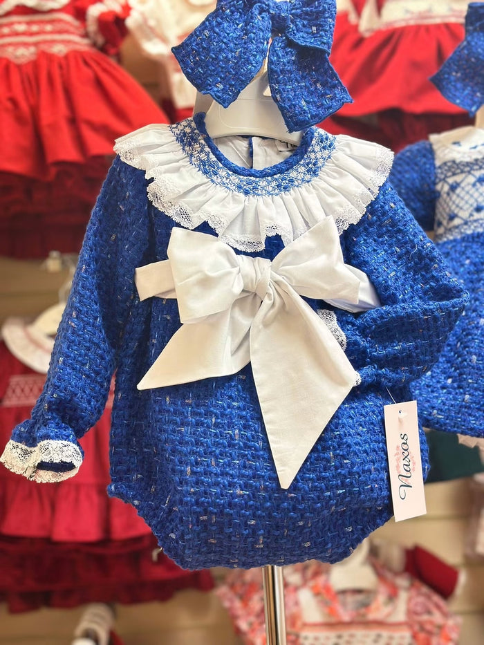 Naxos Cobalt  LUXE Royal Blue Hand Smocked Romper