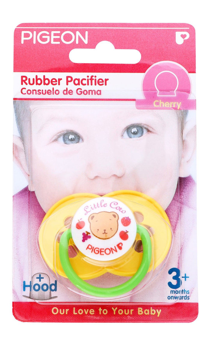 Pigeon Yellow & Green Cherry Shaped Rubber Pacifier with Hood (3+ Months), 1 Piece - Makkah Pharmacy