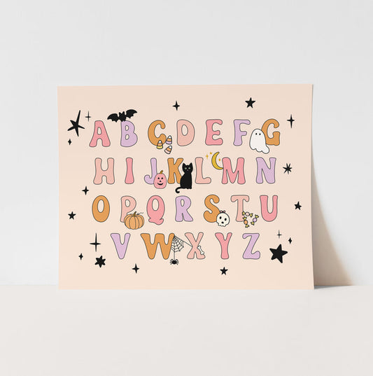 {Pink} Halloween Alphabet Art Print