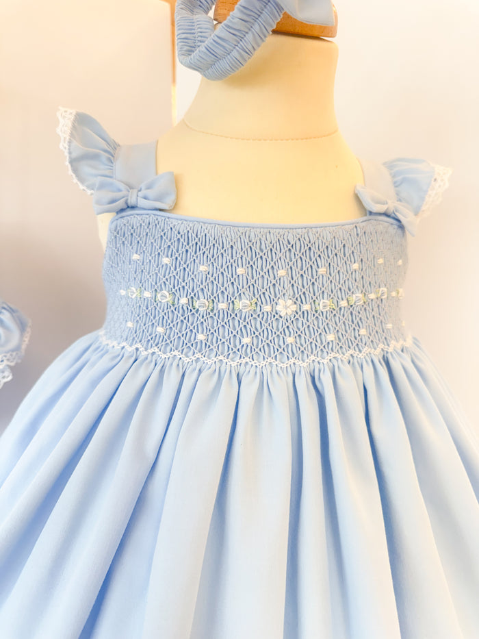 Pretty Originals Classic Blue Smocked Dress/Pants and Headband