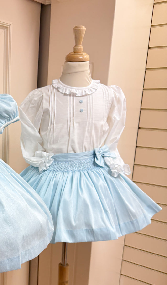 Pretty Originals Cream/Blue Skirt Set