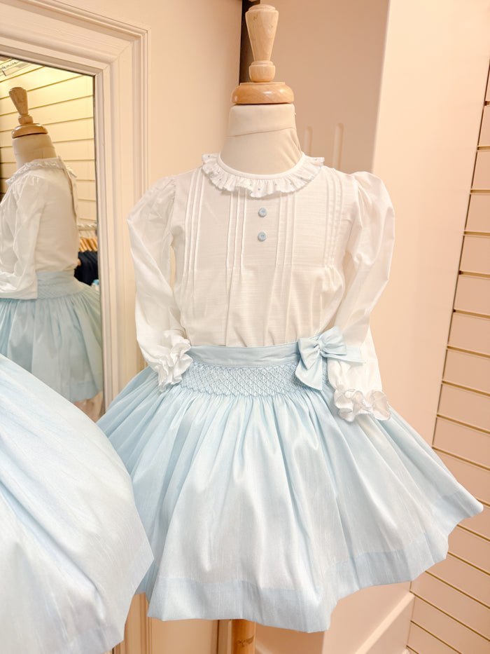 Pretty Originals Cream/Blue Skirt Set