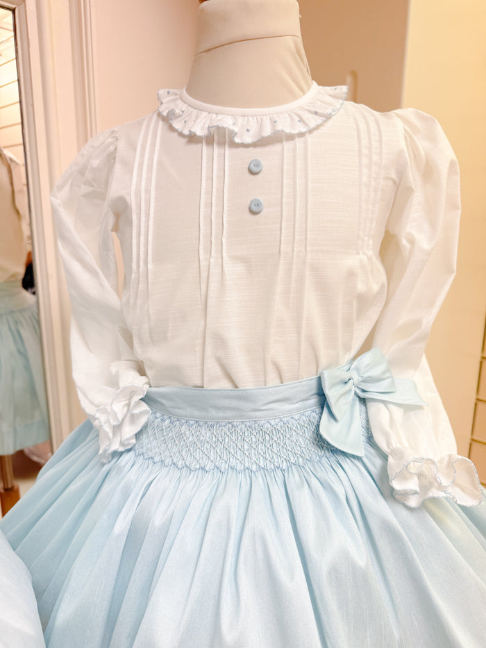 Pretty Originals Cream/Blue Skirt Set
