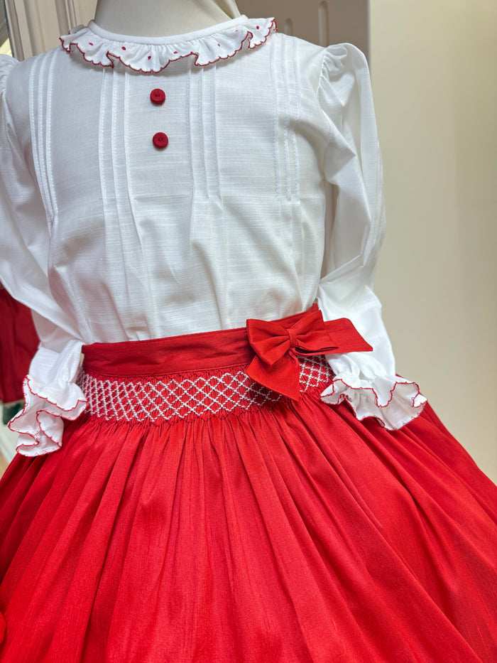 Pretty Originals Cream/Red Skirt Set
