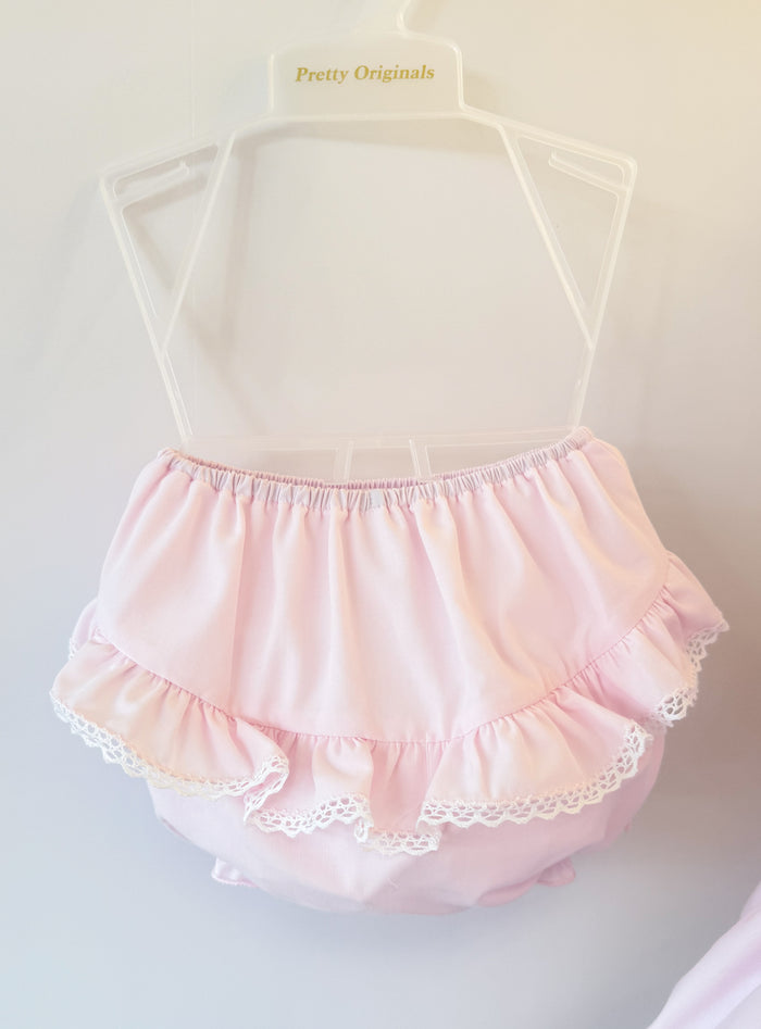 Pretty Originals Pink Classic Smocked Dress/Pants and Headband