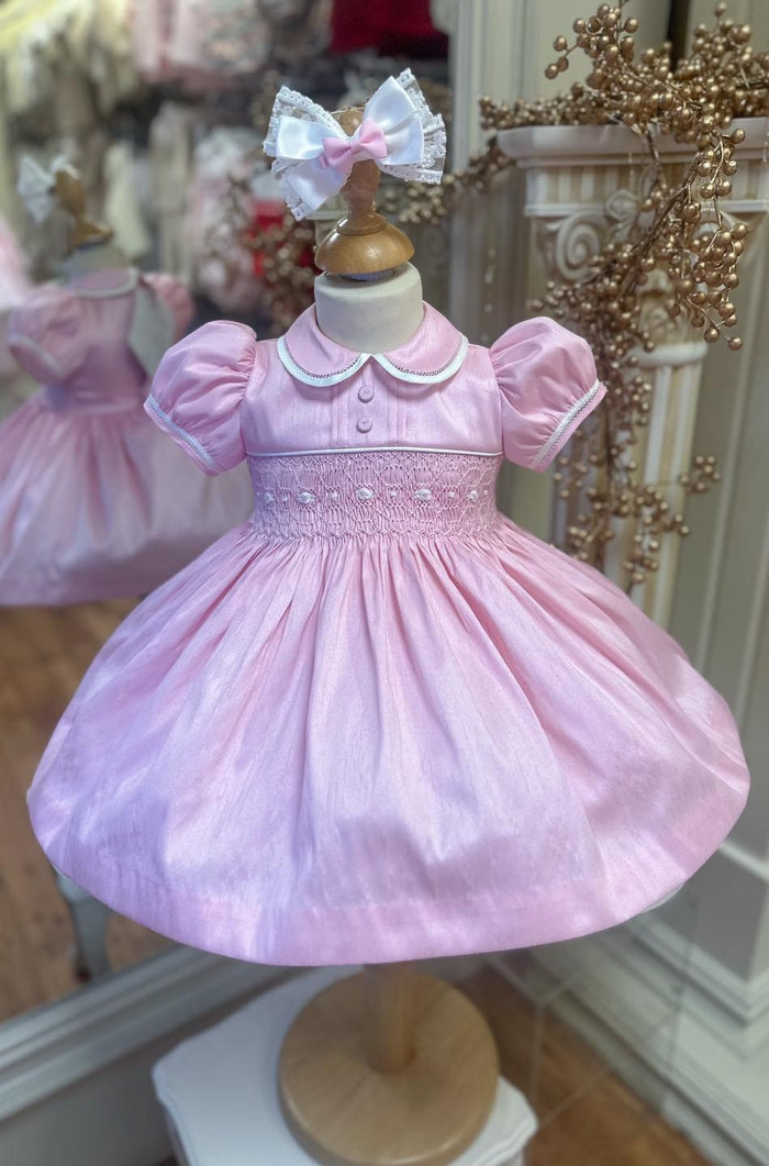 Pretty Originals Pink Luxe Smocked Dress