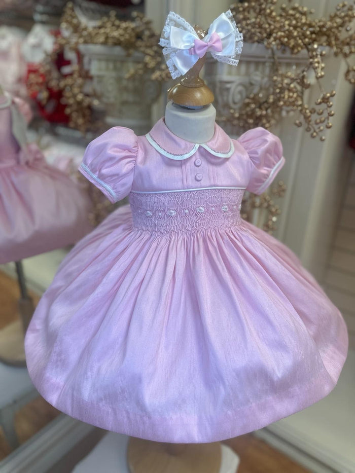 Pretty Originals Pink Luxe Smocked Dress