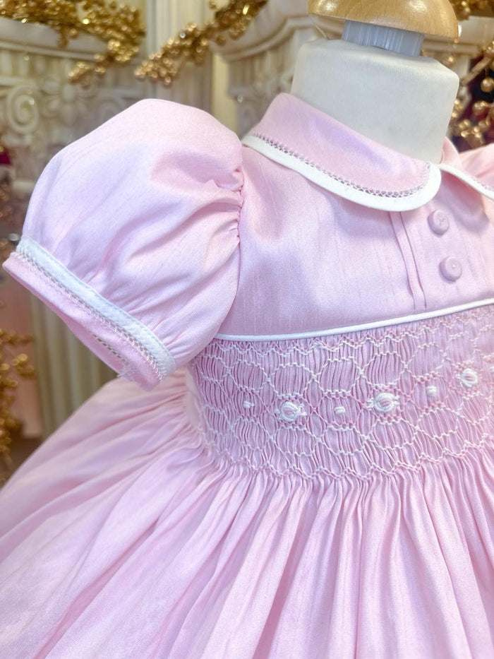 Pretty Originals Pink Luxe Smocked Dress