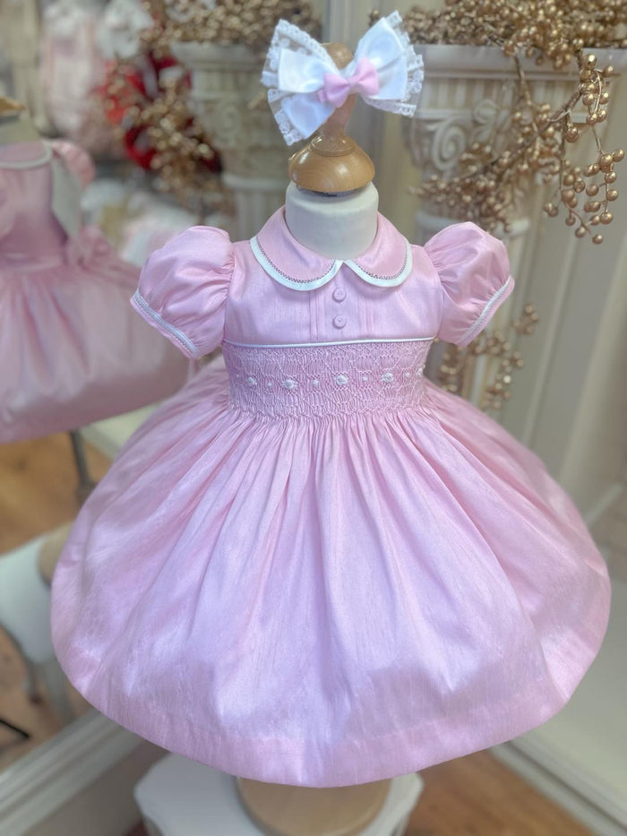 Pretty Originals Pink Luxe Smocked Dress