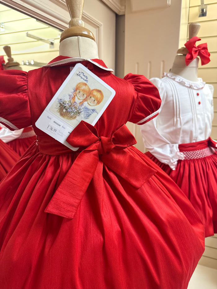 Pretty Originals Red Smocked Dress