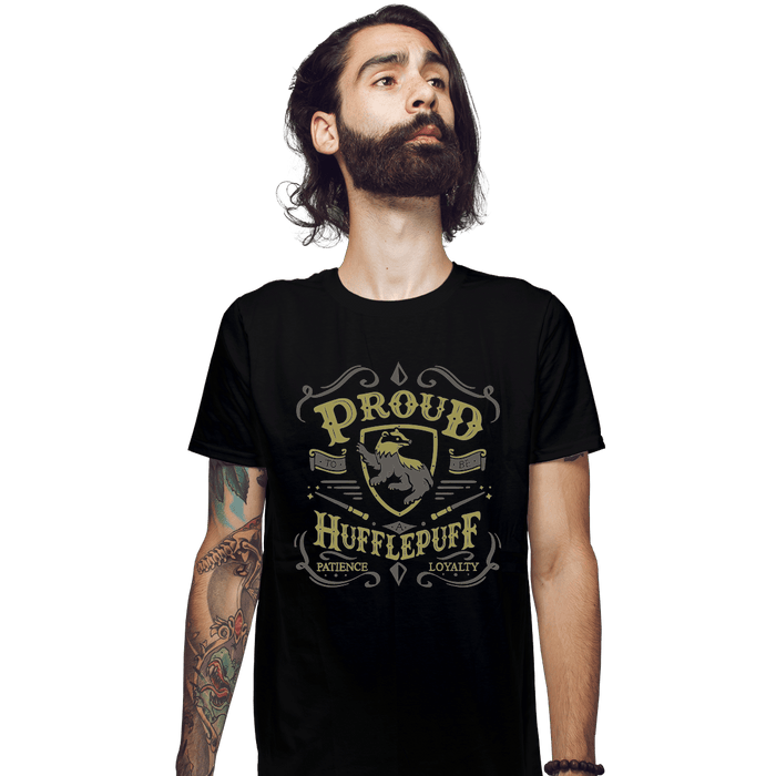 Shirts Fitted Shirts, Mens / Small / Black Proud to be a Hufflepuff