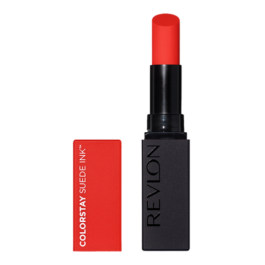 Revlon ColorStay Suede Ink Lipstick in 007 FEED THE FLAME – matte, smudge-proof finish