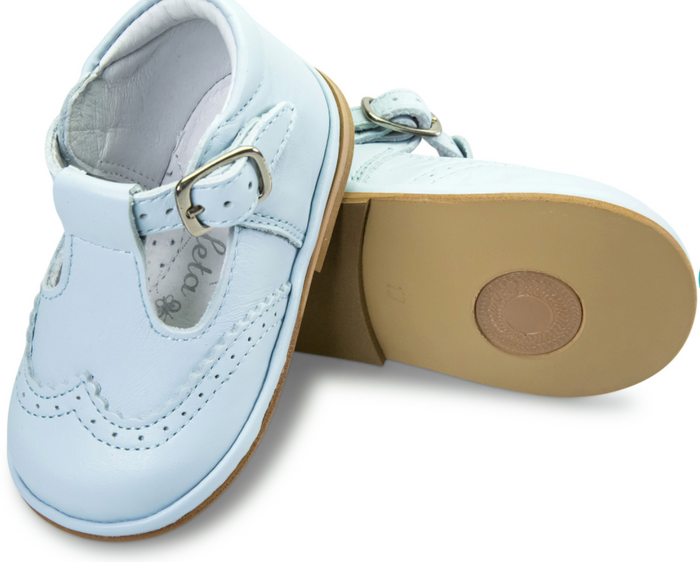 Ryan Leather T Bar Shoes Blue