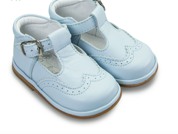 Ryan Leather T Bar Shoes Blue