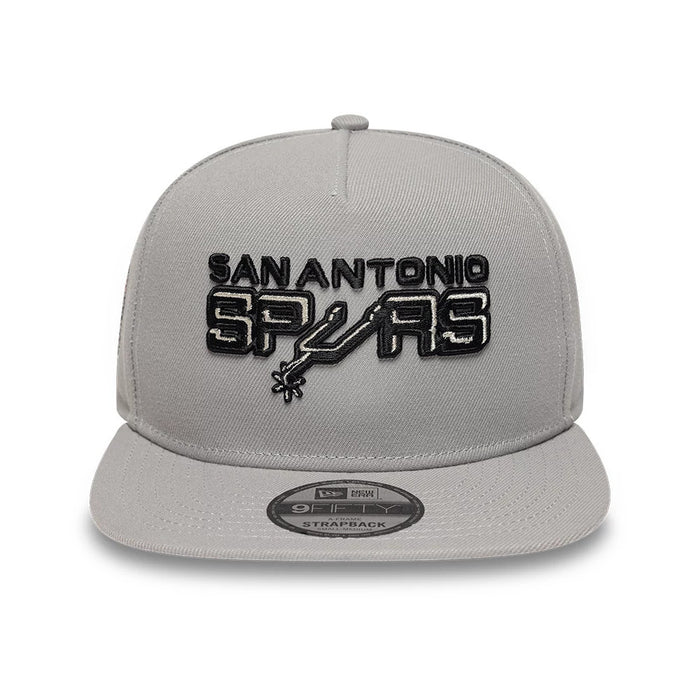 Pictured is this NBA Hardwood Classic San Antonio Spurs 9FIFTY A-Frame Snapback cap in grey. 3