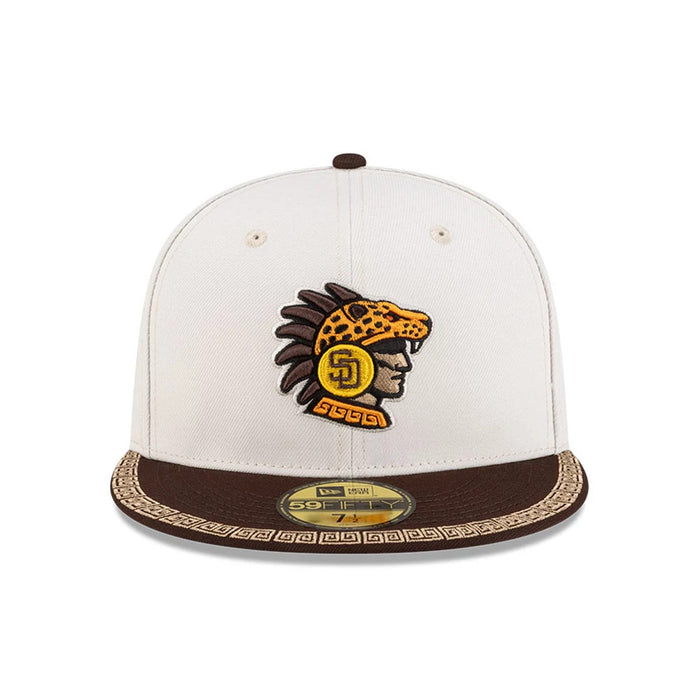 Pictured is this MLB Mexico City Series 2026 San Diego Padres 59FIFTY Fitted cap in light beige. 3