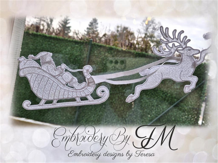 Santa and reindeers for the window or decoration/ two variations