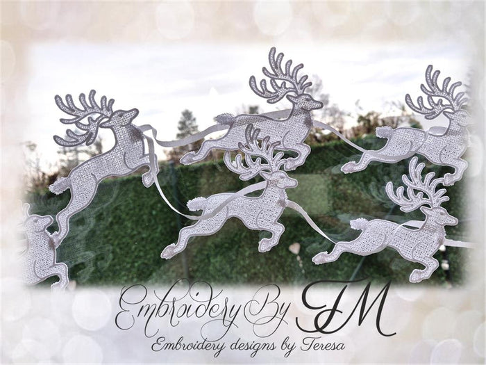 Santa and reindeers for the window or decoration/ two variations