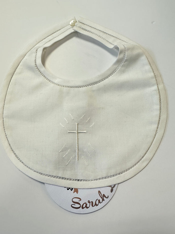 Sarah Louise Christening Bib Ivory Cotton