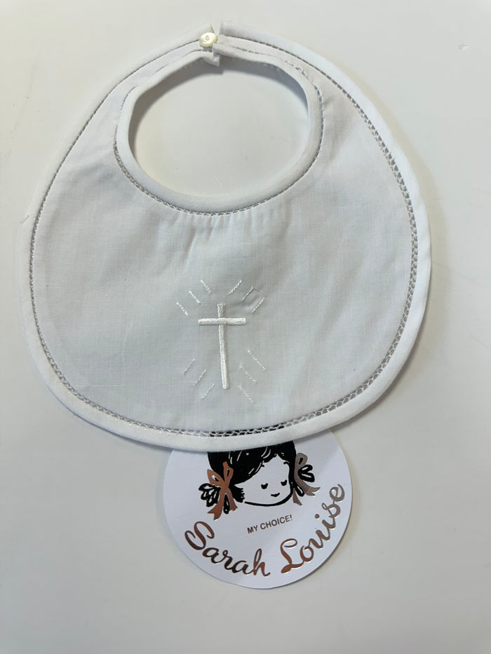 Sarah Louise Christening Bib White Cotton