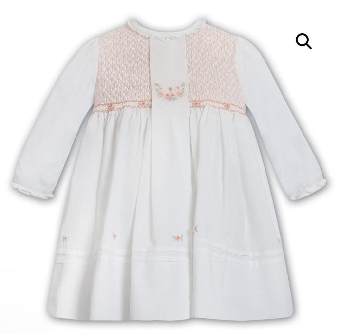 Sarah Louise Ivory/Peach Smocked Dress