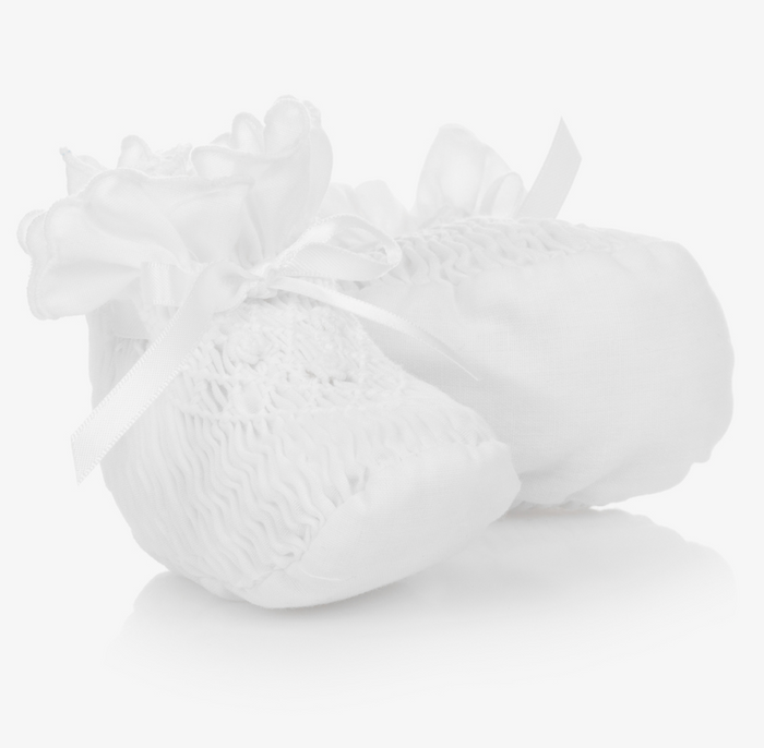 Sarah Louise White Smocked Booties  shoes 4407