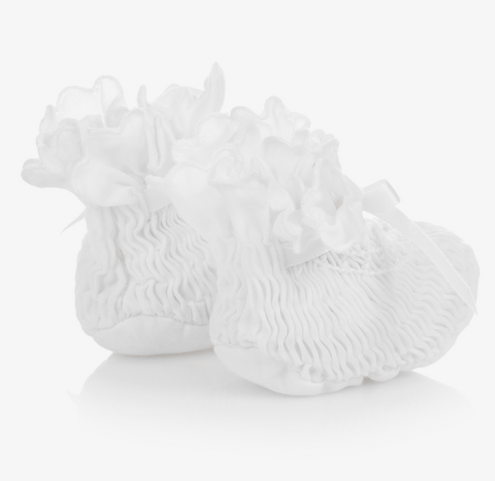 Sarah Louise White Smocked Booties  shoes 4407