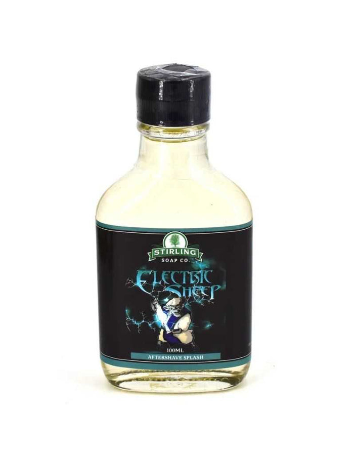 Stirling Electric Sheep Aftershave Splash bottle with lightning graphic