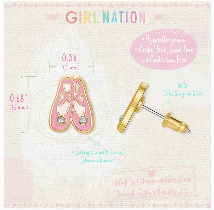 Stud Earrings - Ballet Slippers