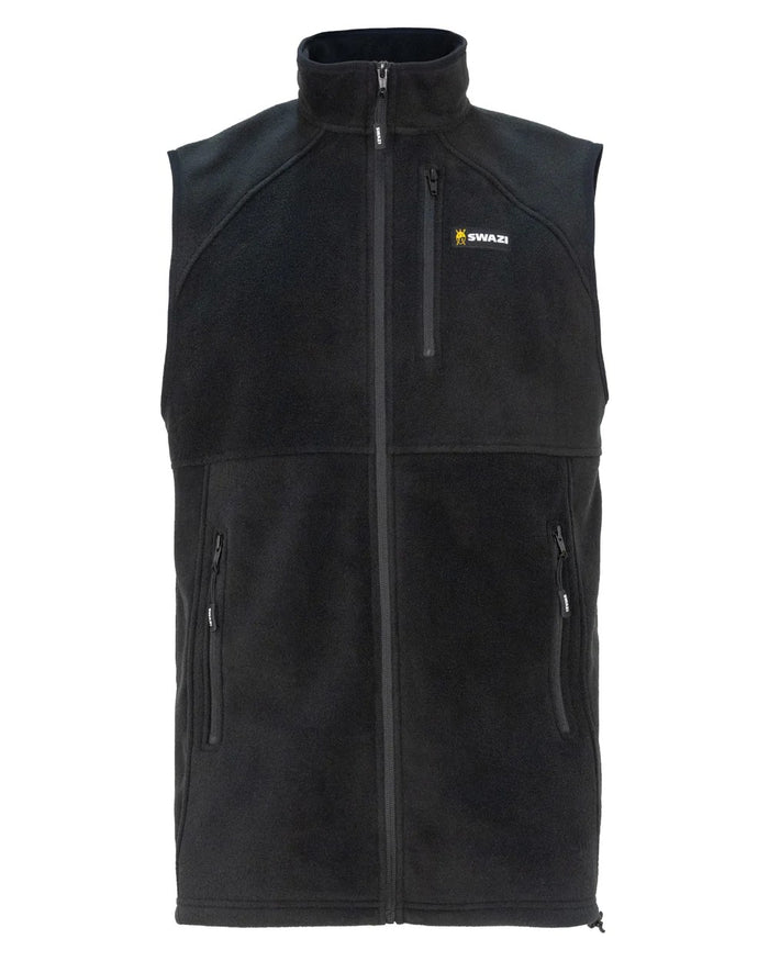 Black Coloured Swazi Sherpa Vest on white background #colour_black