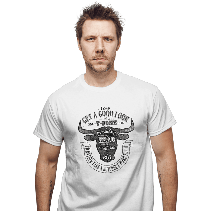 Shirts T-Shirts, Unisex / Small / White T-Bone