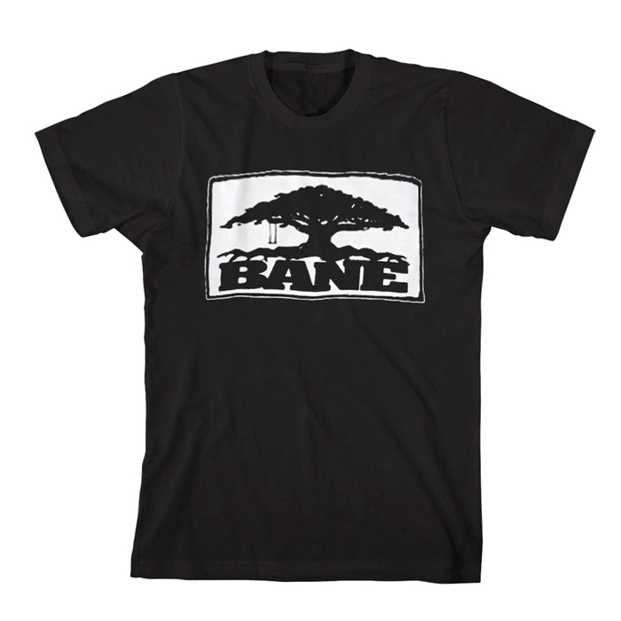 The Bane Black BaneTree T-Shirt showcases a bold black and white tree graphic above BANE on the chest, highlighting the brands iconic design.