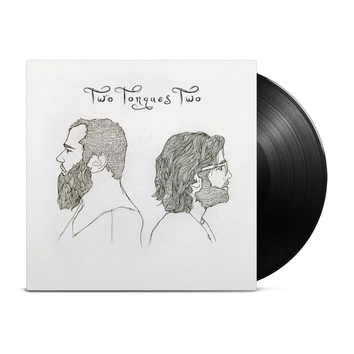 This limited edition Two Tongues LP comes on black vinyl, featuring minimalist line art of two bearded men in profile and the Two Tongues Two title in decorative script above them.