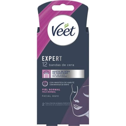 Veet Expert Facial Hair Removal Wax Strips With Shea Butter For Normal Skin
