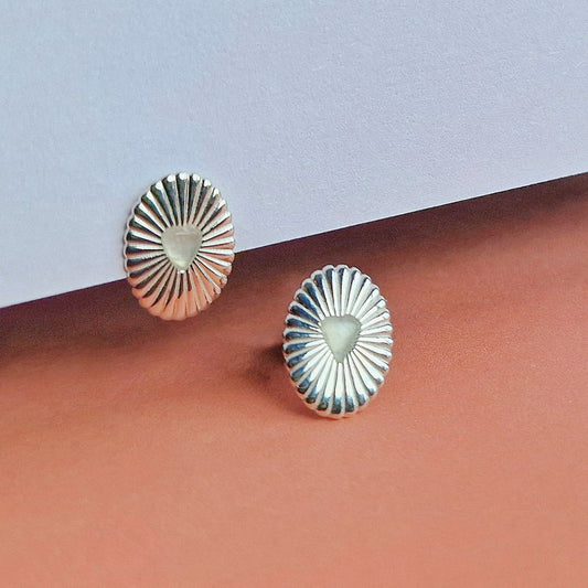 Vurchoo Studs of Hope Celeste Heart Earrings Silver- Moonstone - Precious Sparkle