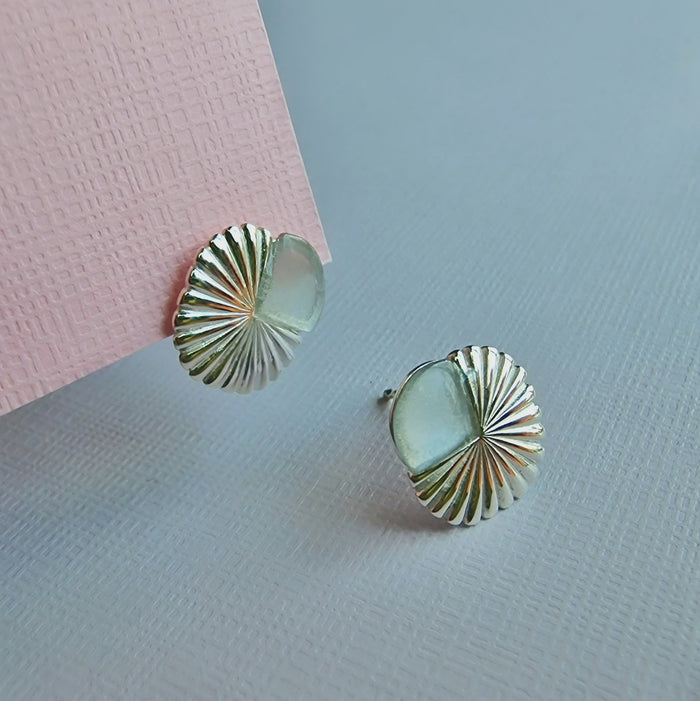 Vurchoo Studs of Hope Eclipse Deco Earrings Silver- Moonstone - Precious Sparkle