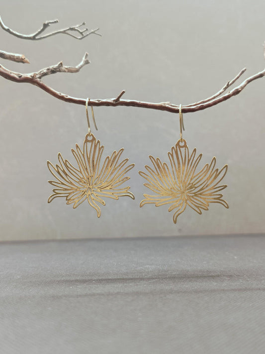 Water Lily Brass Earrings - Precious Sparkle
