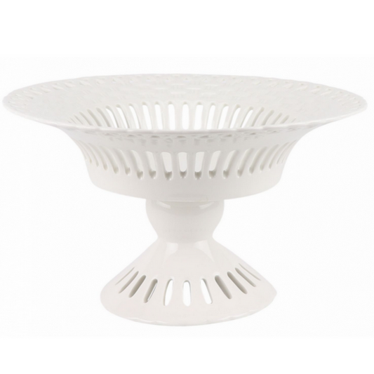 White Pierced Pedestal Bowl  - The Well Appointed House