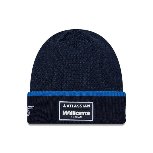Pictured is this Atlassian Williams F1 Team Carlos Sainz Cuff Knit Beanie hat in navy. 1